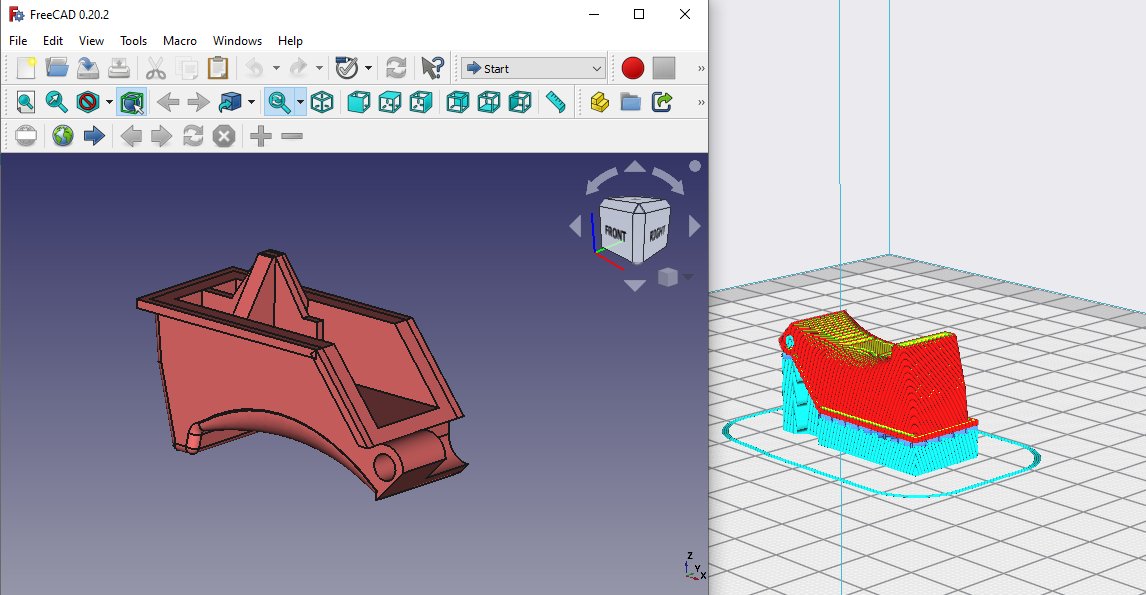 a_fester's tweet image. Ready for a first test print 😱
(I decided to print it "upside down" - requires more support but limited to areas which will be invisible later anyway)
#MadeWithFreeCAD #3Dprinting