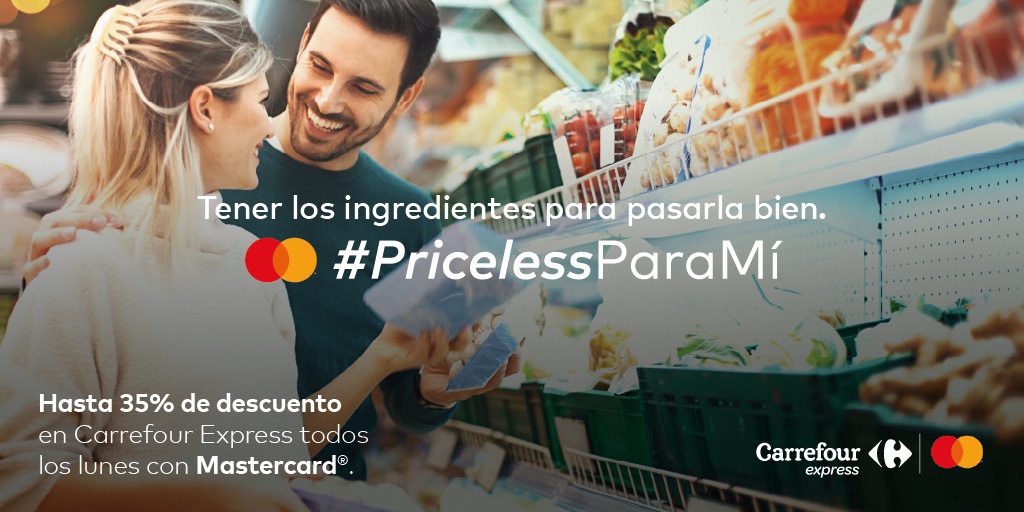 🎊 Arranca la semana, arrancan los beneficios 🎊

Todos los lunes aprovechá esta promo en Carrefour Express:
⚡ 35% de descuento con Mastercard® Débito
⚡ 25% de descuento con Mastercard® Crédito y Prepago

Más info en 👉 mastercard.com.ar/es-ar/consumid…