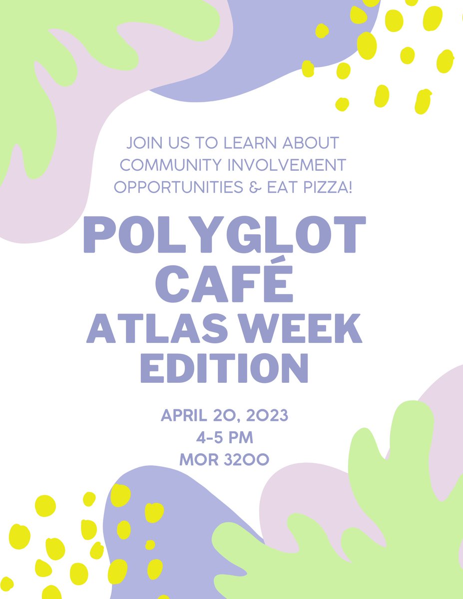 Join us at the next Polyglot Café! We are going to have guest speakers talking about Community Involvement, and you can enjoy drinks and pizza while practising languages! 

📆Thursday, April 20
⏰4-5 PM
📍Morrissey Hall 3200