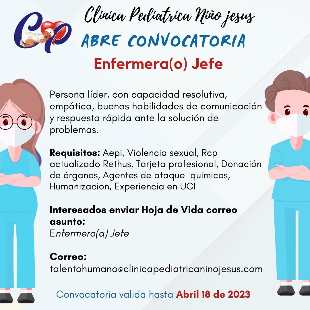 CPNinoJesus's tweet photo. CONVOCATORIA LABORAL https://t.co/rYKfRHe0Ca