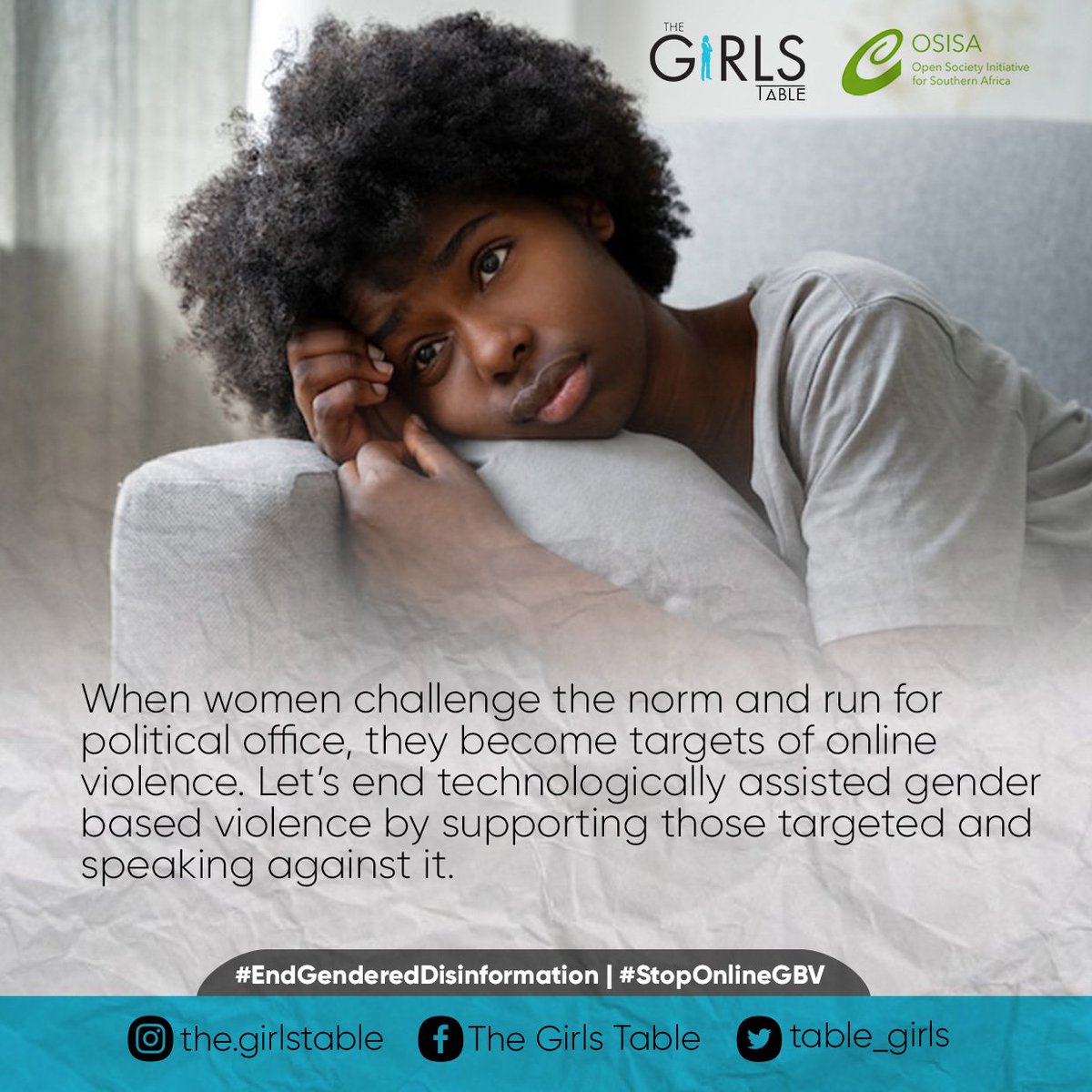 table_girls's tweet photo. Let's end technologically assisted gender based violence by supporting those targeted and speaking against it.
#HerVoice
#EndGenderedDisinformation
#StopOnlineGBV
@OSISA @RuralYoungWomen @ruralgirlszw https://t.co/QkZqn0fb1J
