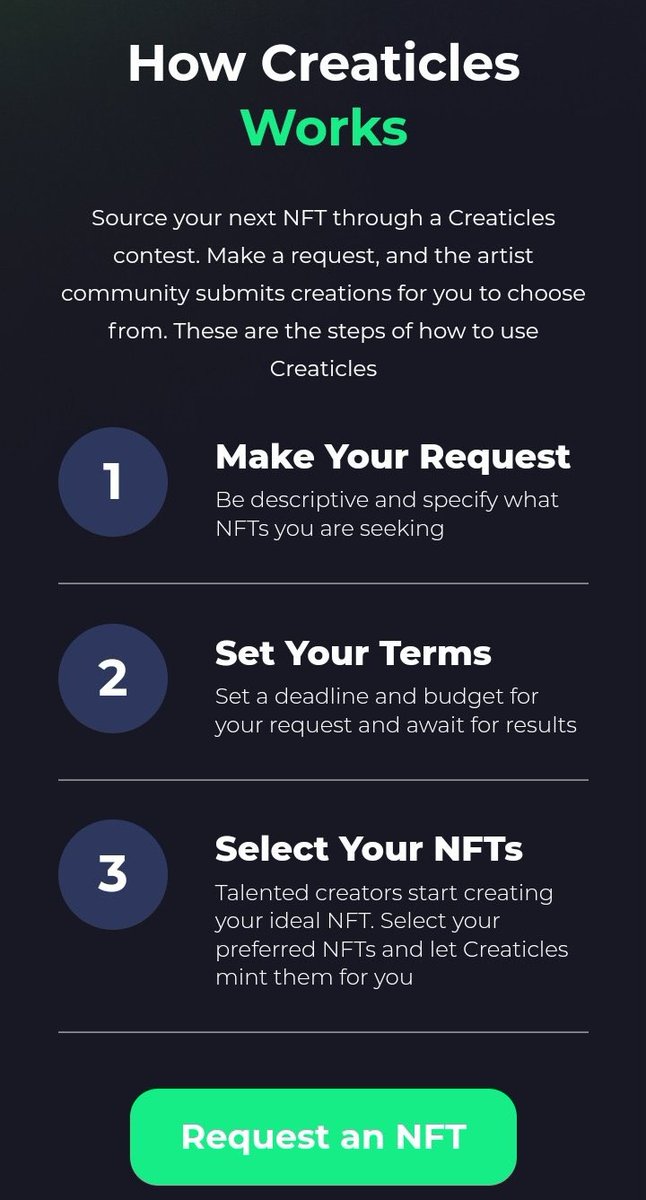 0xflowzy's tweet photo. โก๏ธ Introduction to #CRE8
Content (Art) + Crypto + Blockchain = #Creaticles
@creaticles is the #1 NFT-request platform uniting businesses with NFT creators for customized assets.
The Founders created this Initiative where Creators can request NFTs for projects/events.
How? https://t.co/3dEBMNnBUl