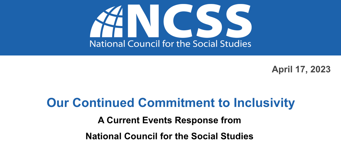 It is the vision of NCSS to realize a world in which all students are educated & inspired for lifelong inquiry & informed civic action. To help achieve this vision, share our current events response on our continued commitment to inclusivity. Read here: hubs.li/Q01LL3wf0