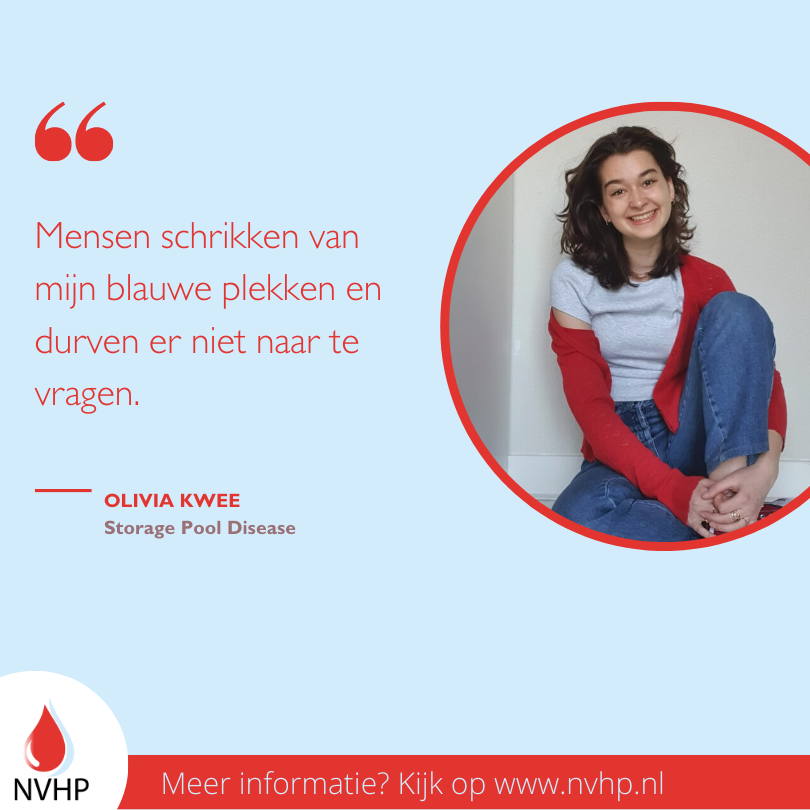 NVHP_nl's tweet photo. Olivia (18) heeft de bloedplaatjesafwijking Storage Pool Disease (SPD). ‘Ik ben eigenlijk een heel gewoon meisje met een ongewone stolling.’ Zij is zelf helemaal gewend aan haar blauwe plekken en bloedingen en kan er goed mee leven.

#Wereldhemofiliedag #WHD2023 https://t.co/pse0XX5Z5f