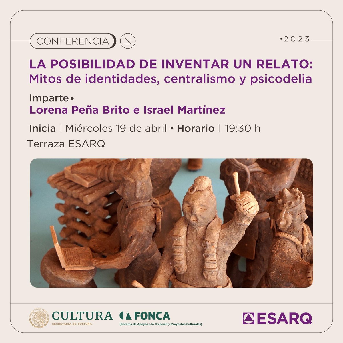 Invitadísimos a esta charla que tendremos Lorena Peña Brito y yo en torno a temas de la exposición LA POSIBILIDAD DE INVENTAR UN RELATO. Miércoles 19 de abril a las 19:30 hrs en <a href="/ComunidadESARQ/">ESARQ</a>.