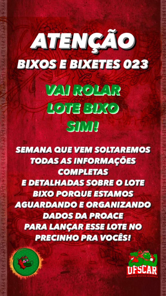 atleticaufscar_'s tweet photo. AVISO PARA OS BIXOS E BIXETES 023! #FestAAA https://t.co/tgOlGQ6Kzs