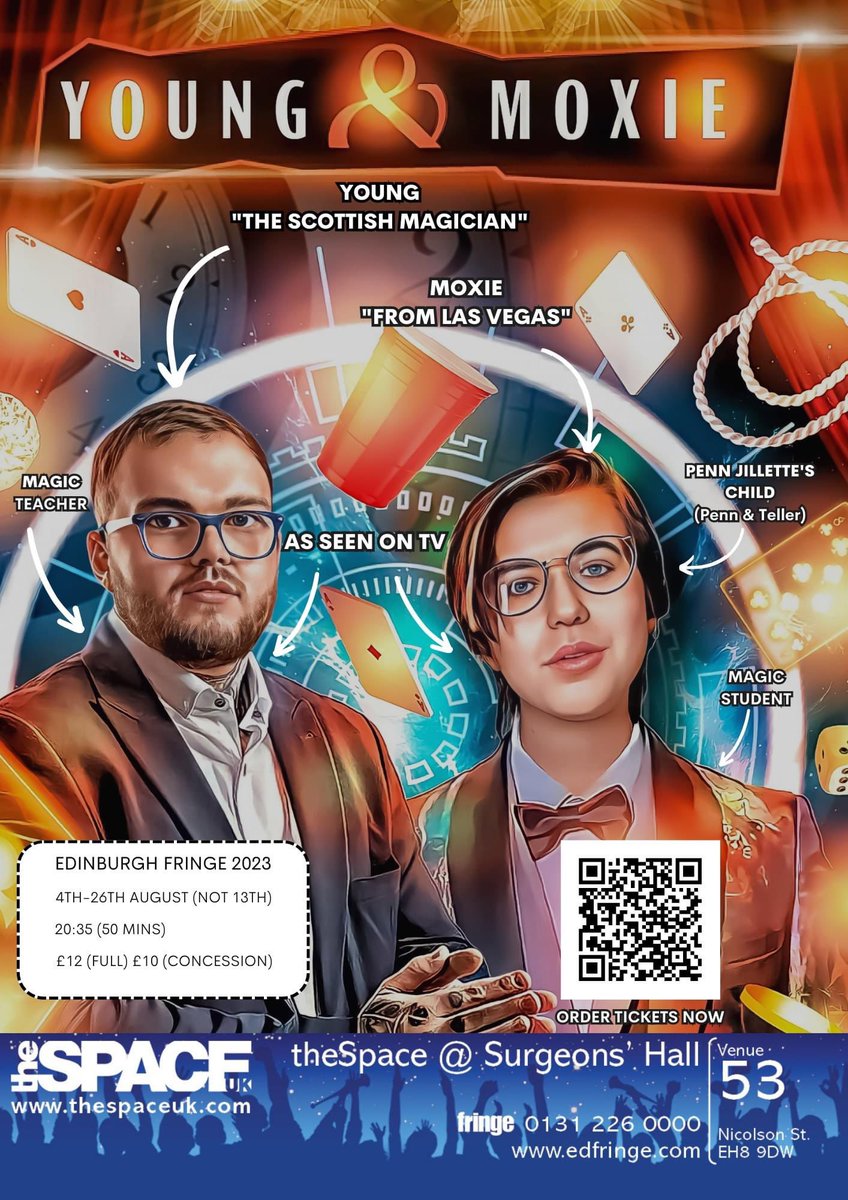 Who’s going to Edinburgh Fringe?

Tickets on sale now. Come see Moxie! 

<a href="/pennjillette/">Penn Jillette</a> <a href="/CammysMagic1/">Cameron young</a>