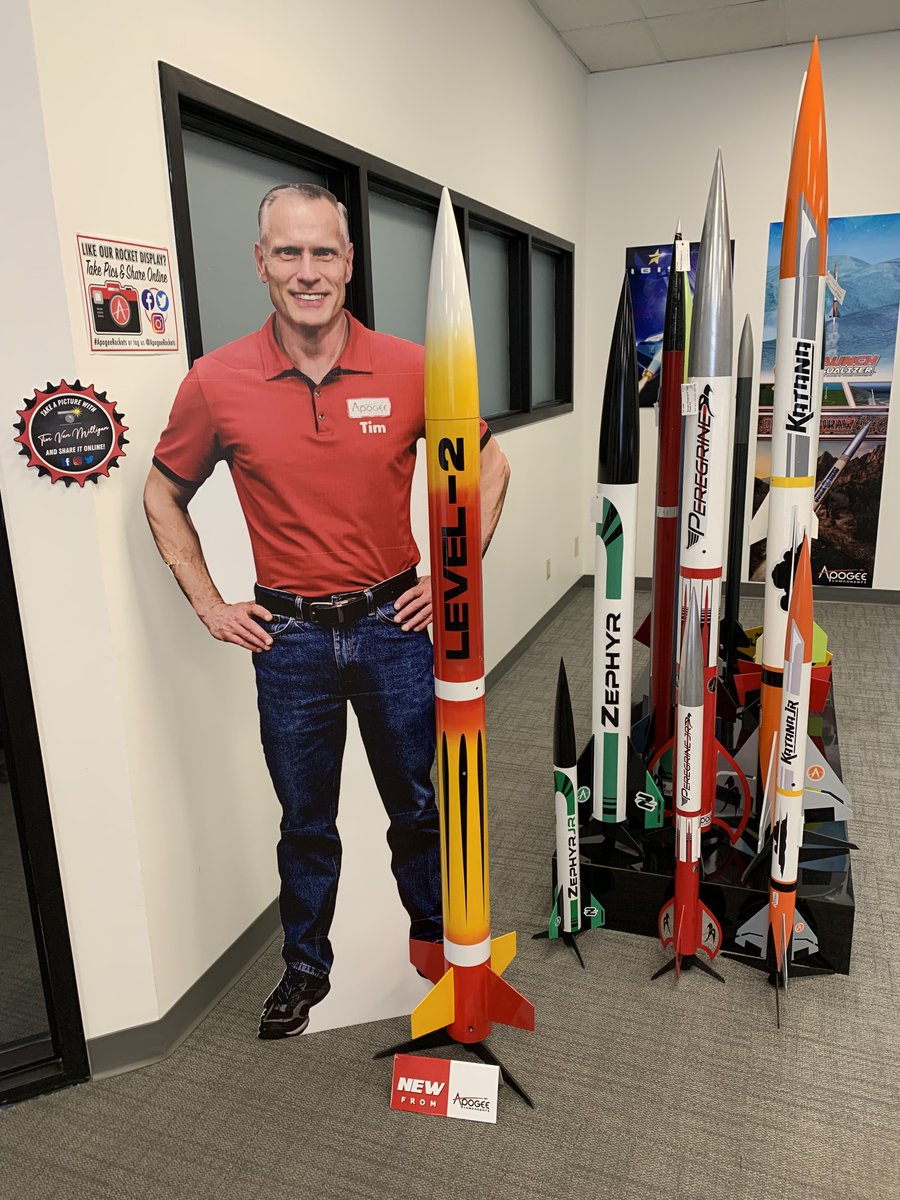 ApogeeRockets's tweet photo. If you are in town for the Space Symposium this week, come on by and say hello! Feel free to browse in our warehouse or just take a photo with #FlatTim. We'd love to see you.
https://t.co/q59Pb7DD3t
#ApogeeRockets #ApogeeComponents #TimVanMilligan #ModelRockets #SpaceSymposium https://t.co/CiSbrds8nt