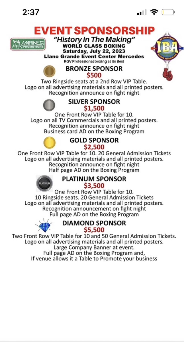 Don’t miss this historic event &amp; your chance to put an imprint on it. Marines promotions! <a href="/AmenazaGarcia/">La Amenaza Original</a> #boxing #follow #tweet #trending