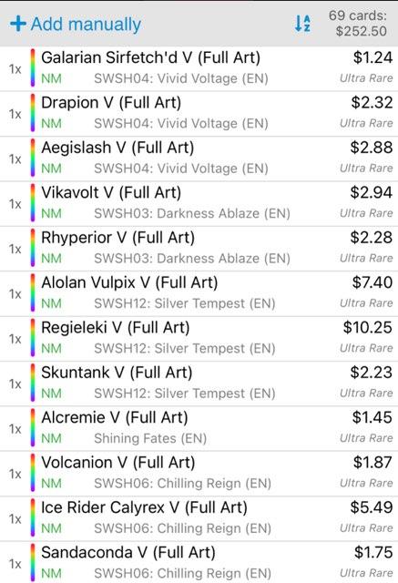 JonsInterests's tweet photo. Sooo many full arts 
This is TCG prices but I'm selling at 87% of market value. Can send more pictures as well 

$1 for PWE (max of 2 cards)
$4 for BMWT 

@IchooseYouMew2 @BUYSELLTRADETCG @CardboardBanger https://t.co/ZNhoul3VBd