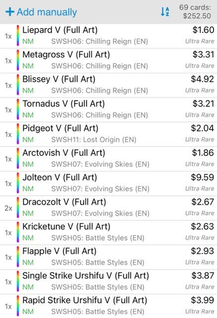 JonsInterests's tweet photo. Sooo many full arts 
This is TCG prices but I'm selling at 87% of market value. Can send more pictures as well 

$1 for PWE (max of 2 cards)
$4 for BMWT 

@IchooseYouMew2 @BUYSELLTRADETCG @CardboardBanger https://t.co/ZNhoul3VBd