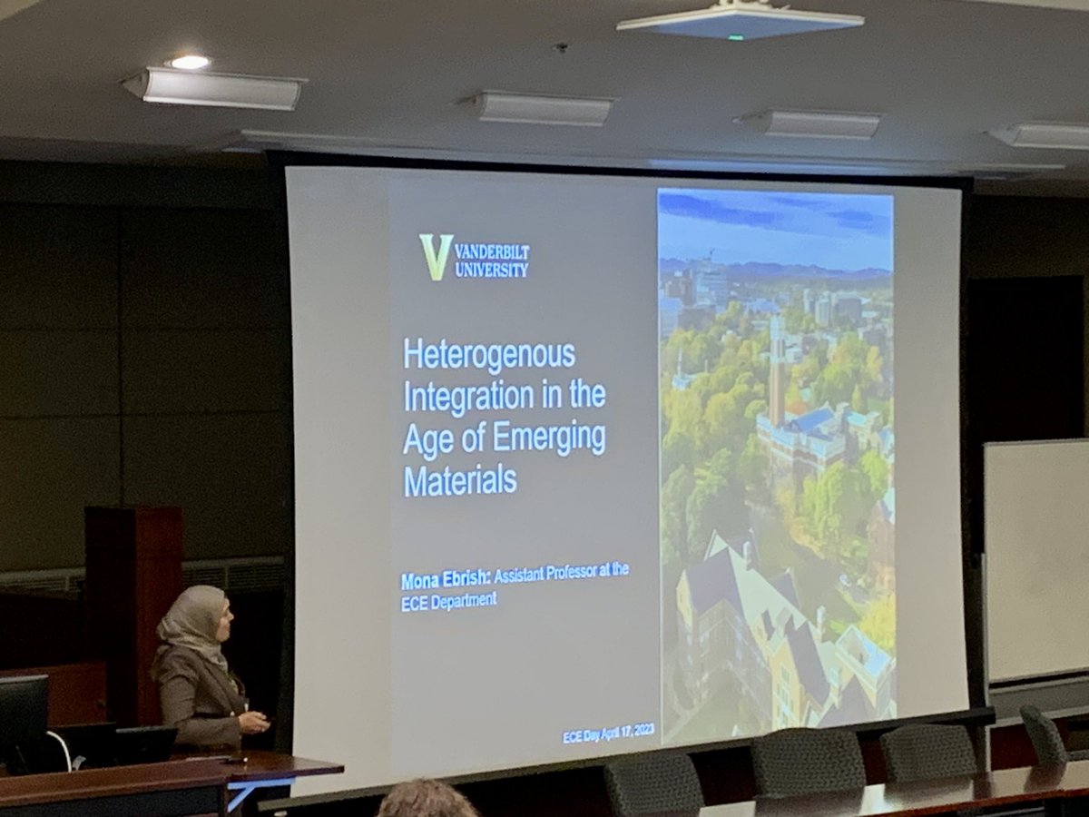 EceVanderbilt's tweet photo. Dr. Mona Ebrish presenting Heterogenous Integration in the Age of Emerging Materials!
#ece #eceday #electricalengineering #computerengineering https://t.co/T6DpKQvSwo