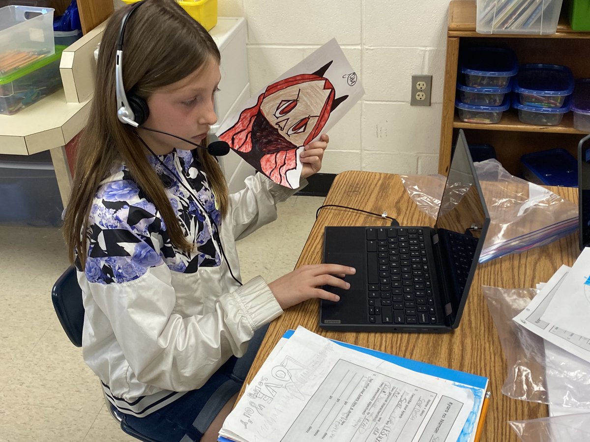 frysensei's tweet photo. @EES_Mustangs are using #nihongo to describe anime characters they made in @EES_ArtRoom on @MicrosoftFlip! Wowza!! https://t.co/gbkTLWlAGZ
