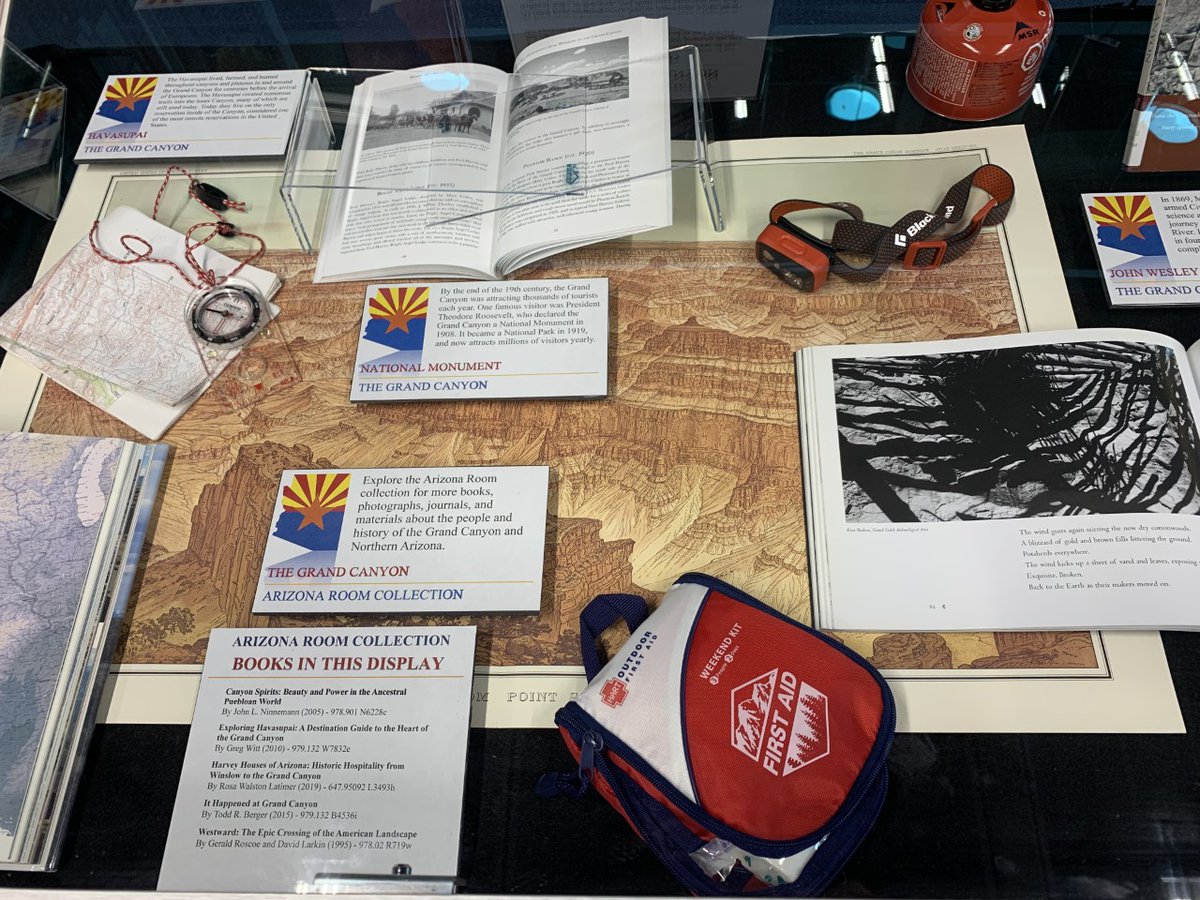 PhxLibrary's tweet photo. Take a trip to the #GrandCanyon w/ a striking #ArizonaRoom display @ #BurtonBarrCentralLibrary. 🌵 Topics include: Geology & Ecology, Human History & Adventure. It’s on the 2nd floor, you can’t miss it! https://t.co/KADHYFJjIl #PhoenixPublicLibrary #PHX https://t.co/LyhSEoLGPi