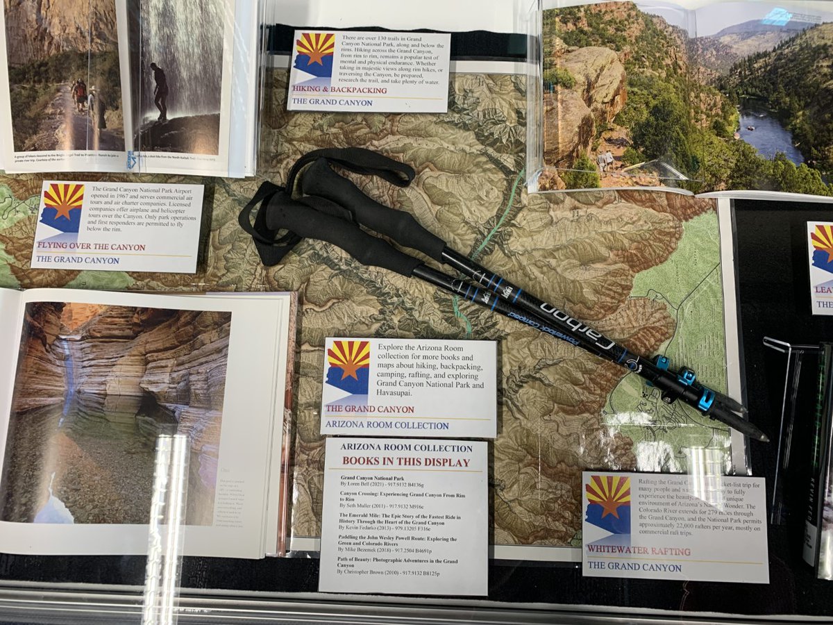 PhxLibrary's tweet photo. Take a trip to the #GrandCanyon w/ a striking #ArizonaRoom display @ #BurtonBarrCentralLibrary. 🌵 Topics include: Geology & Ecology, Human History & Adventure. It’s on the 2nd floor, you can’t miss it! https://t.co/KADHYFJjIl #PhoenixPublicLibrary #PHX https://t.co/LyhSEoLGPi
