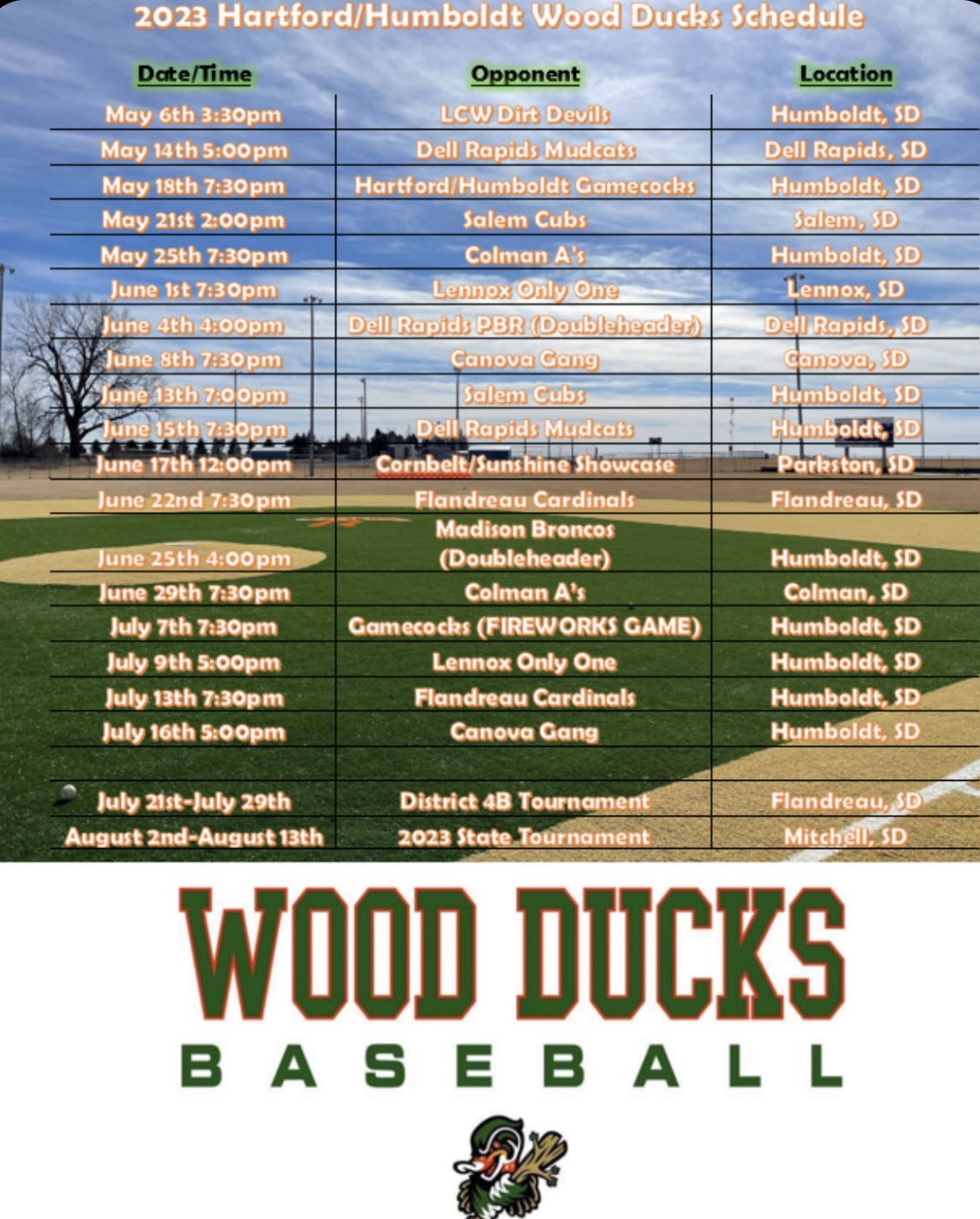 HartfordHumboldt Wood Ducks on Twitter "🚨2023 Schedule🚨 https//t.co