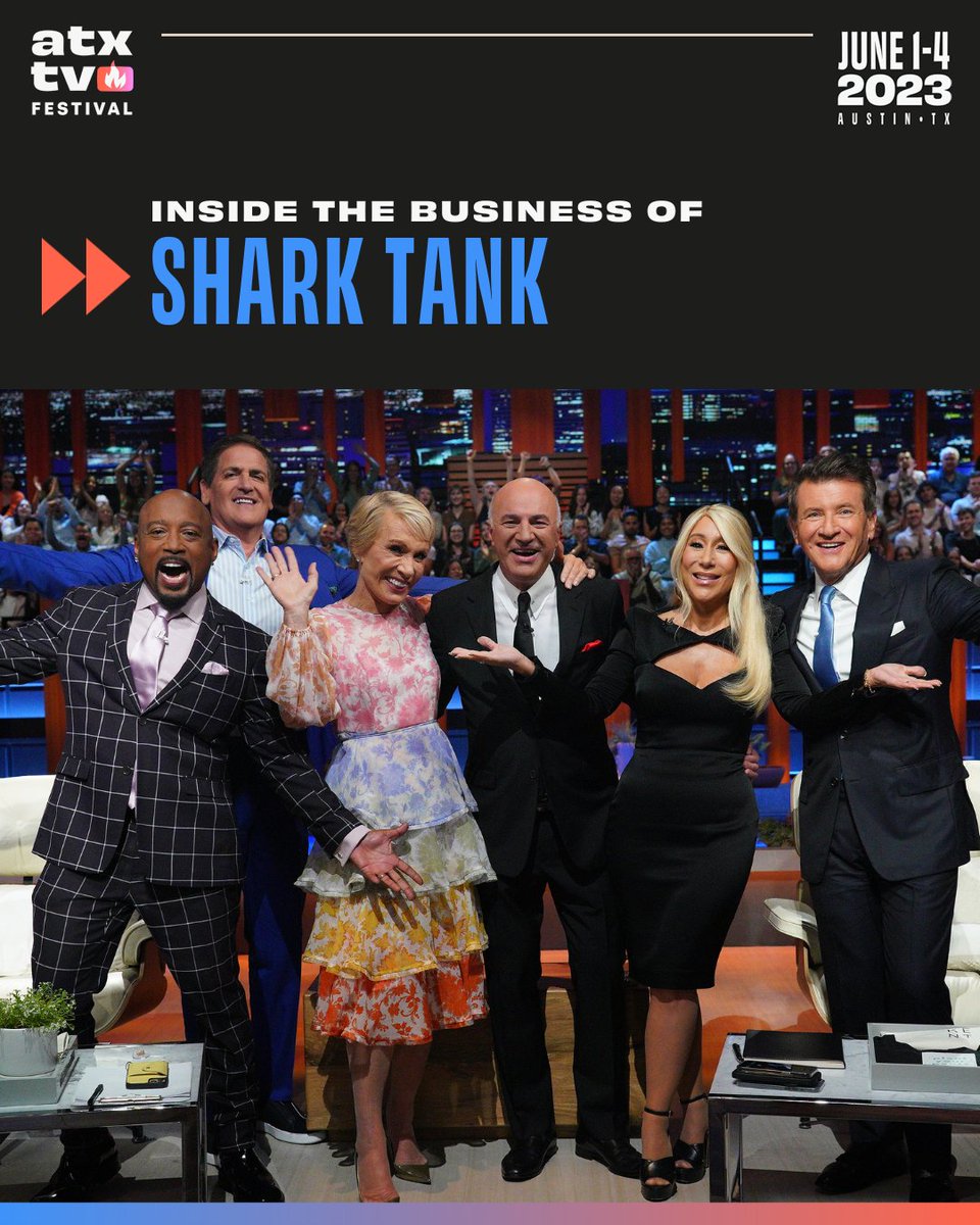 Ready to swim w/the Sharks? 🦈

Join us at #ATXTVs12 for an inside look at <a href="/ABCNetwork/">ABC</a> &amp; <a href="/SPTV/">Sony Pictures Television 📺</a>'s Emmy-winning hit series #SharkTank w/ <a href="/mcuban/">Mark Cuban</a>, <a href="/TheSharkDaymond/">Daymond John</a>, Kendra Scott, Clay Newbill, Yun Lingner, &amp; Justin Fenchel (<a href="/BeatboxBevs/">BeatBox🧃</a>).

Buy your badge ➡️ atxfestival.com/attend!
