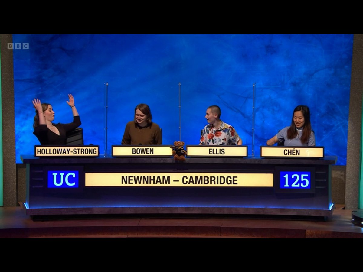 Holloway-Strong. Possibly the most delightful contestant to ever grace University Challenge. Wonderful to see. #universitychallenge #hollowaystrong