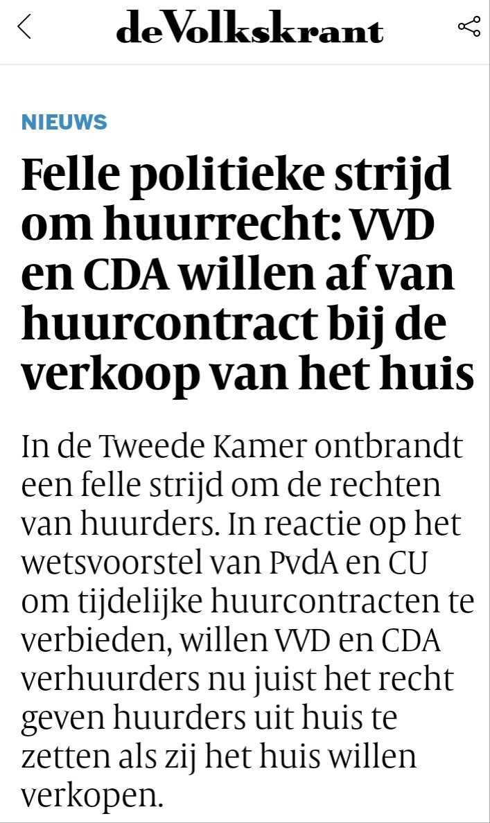 @CodyHochstenB Het is weer duidelijk dat er wederom flink gelobbyd is door @JackdeVries van @vastbelang bij het @cdavandaag en @VVD. Er verandert ook geen reet in dit kutland. Even snel je huurders het huis uitzetten voordat de zogenaamde 'kleine' belegger met 5(!) woningen het kan verkopen.