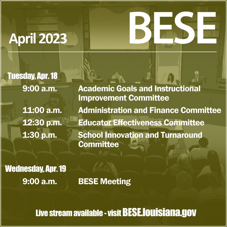 BESE_LA's tweet photo. This week's BESE meetings will be live streamed: https://t.co/u4xHWZSrLC https://t.co/OFMWvtlkxv