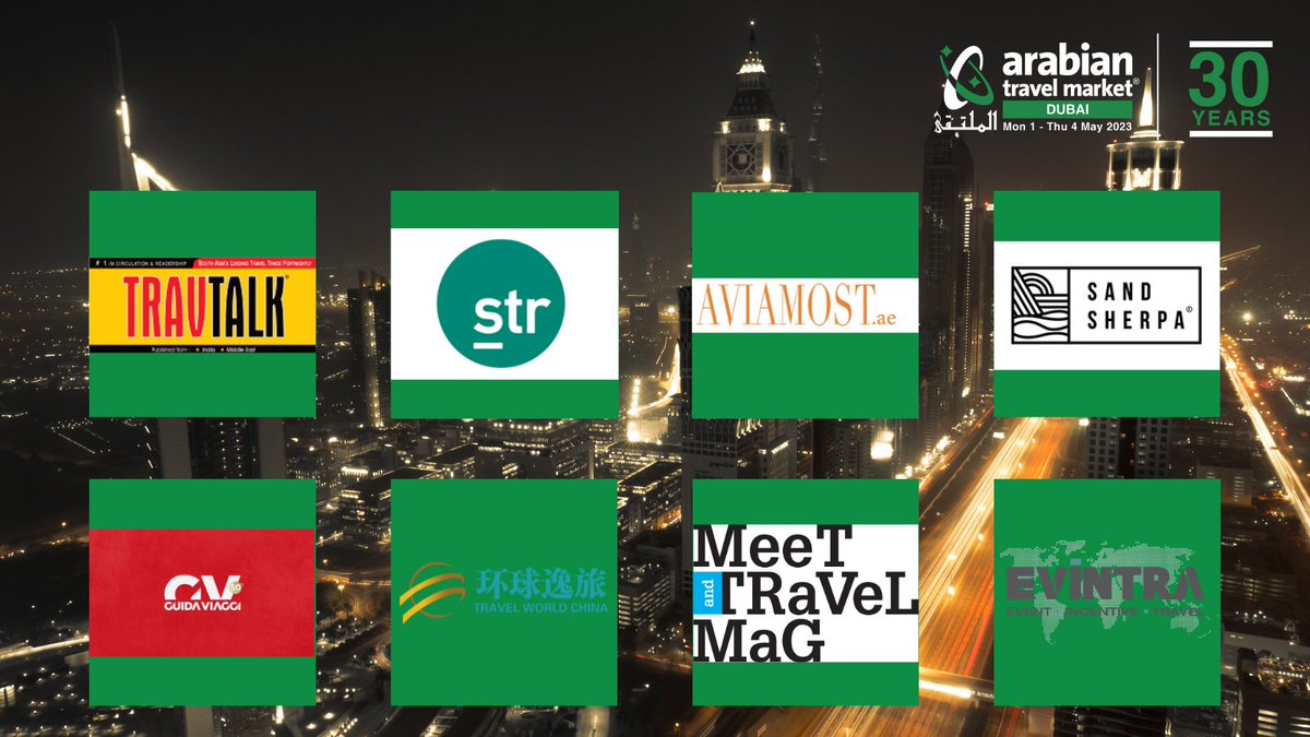 AD Meet some of our media partners supporting #ATMDubai this year including @_TravTalk_, @STR_Data, Aviamost, @guidaviaggi, Travel World China, @MeeTandTRaVeL, @evintraofficial and Sandsherpa! Will you be there? 🤔