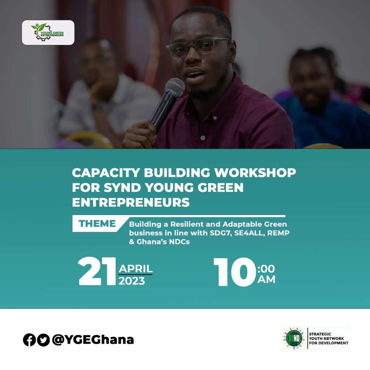 To build a successful business with a positive impact on the environment, you need to prioritize sustainability in all aspects of your operations. This is why we are organising this workshop for the Young Green Entrepreneurs.
#younggreenentrepreneurs 
@YGEGhana @SYNDGhana