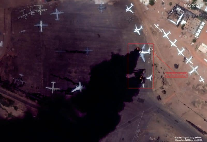 Sudan_tweet's tweet photo. تدمير 20 طائرة في مطار الخرطوم الدولي (KRT / HSSK) بالسودان بسبب الاشتباكات الجارية بين الجيش وميليشيا الدعم السريع المتمردة.
#السودان #Sudan #Aviation 
Around 20 aircraft have been destroyed at the Khartoum International Airport (KRT/HSSK), Sudan due to the Unrest Prevailing there.
Few of the Identified Aircraft (destroyed) are :
- A Saudia Airbus A330-343 (HZ-AQ30).
- A SkyUp Airlines Boeing 737-86Q(WL) (UR-SQH).
- Two Ilyushin Il-76 Aircraft.
- One Antonov An-72/74 Aircraft.
- Two Antonov An-26/32 Aircraft.
- One Antonov An-12 Aircraft.