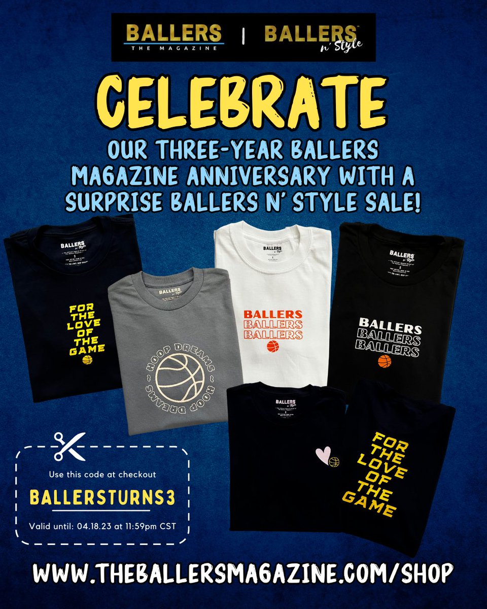 Happy three-year anniversary @theballersmagazine!!🥳✨

To celebrate, we’ve restocked some of our most sought-after @BallersNStyle capsule pieces! Grab yours today and use code BALLERSTURNS3 at checkout for a special treat!

Shop here: theballersmagazine.com/shop

#TheBallersMagazine