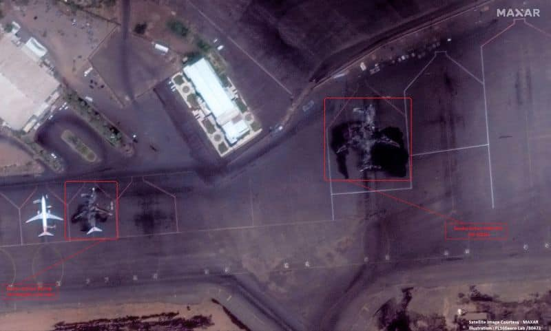 Sudan_tweet's tweet photo. تدمير 20 طائرة في مطار الخرطوم الدولي (KRT / HSSK) بالسودان بسبب الاشتباكات الجارية بين الجيش وميليشيا الدعم السريع المتمردة.
#السودان #Sudan #Aviation 
Around 20 aircraft have been destroyed at the Khartoum International Airport (KRT/HSSK), Sudan due to the Unrest Prevailing there.
Few of the Identified Aircraft (destroyed) are :
- A Saudia Airbus A330-343 (HZ-AQ30).
- A SkyUp Airlines Boeing 737-86Q(WL) (UR-SQH).
- Two Ilyushin Il-76 Aircraft.
- One Antonov An-72/74 Aircraft.
- Two Antonov An-26/32 Aircraft.
- One Antonov An-12 Aircraft.