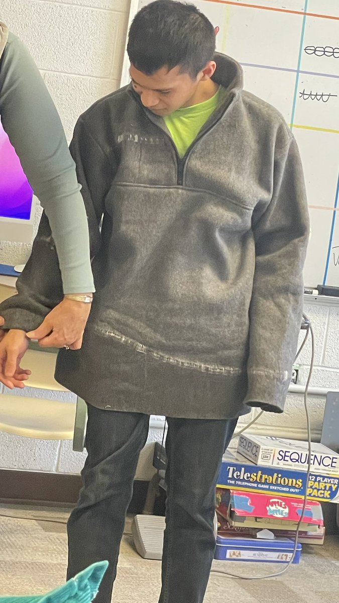 BcsPathways's tweet photo. He can cook AND sew!  After a semester of Fashion Design studying and working with Carol Kusek, Jacob is nearing the end of his first sewing project!! @BC_Cardinals #creatingPATHWAYStosuccezz https://t.co/oaoFErCAcp