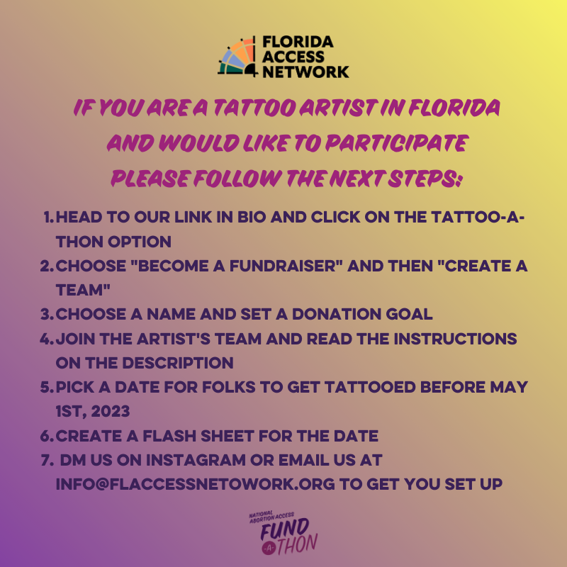 We are so excited to announce our 2023 Fund-A-Thon event: Tattoo-A-Thon!! If you are a tattoo artist in FL and would like to participate in this fundraiser, please refer to the second slide on this post! We cannot wait!! 🎉🎉🎉