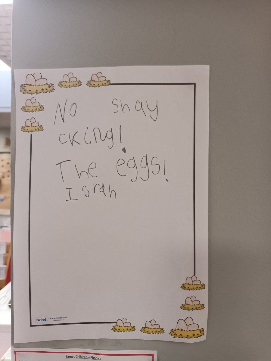 The children wanted to write  instructions  to keep the eggs safe while they are in the incubator. #lifecycleofahen