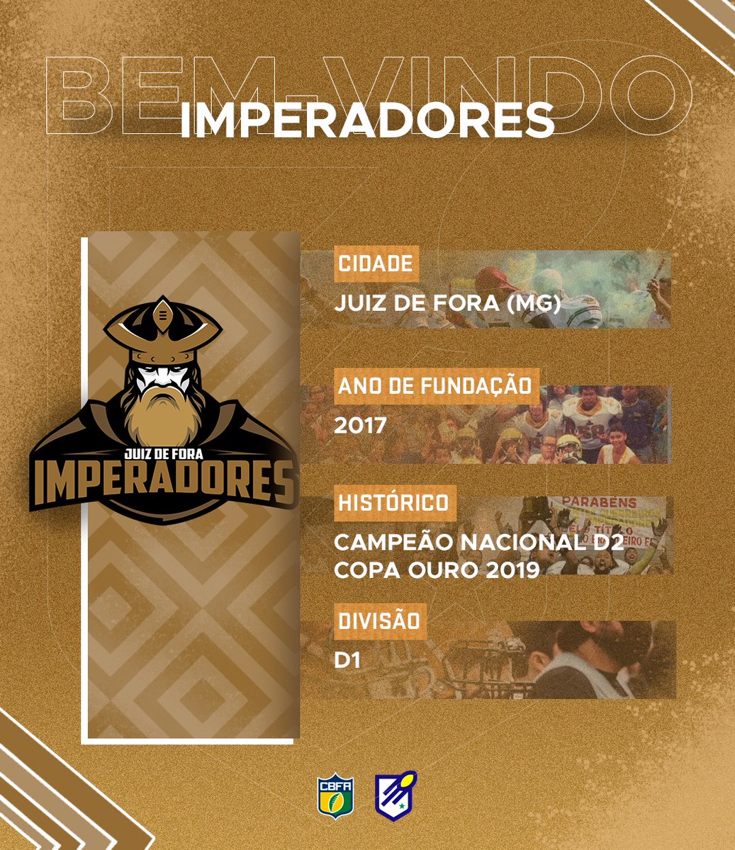 Bem-vindo à D1 do Brasileirão!

Da Zona da Mata de Minas Gerais, o atual campeão da D2, Juiz de Fora Imperadores eleva o nível do desafio. 
A equipe mineira passou por processo de reestruturação e vem de forma sólida para disputa na D1. 

#JFImperadores
#BrasileirãoFA
#FABr #CBFA