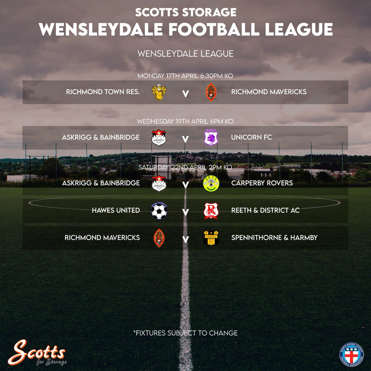 This week's serving of Wensleydale League action sees Monday and Wednesday night football, followed be a decent portion on Saturday! #grassroots #wensleydale #wensleydaleleague