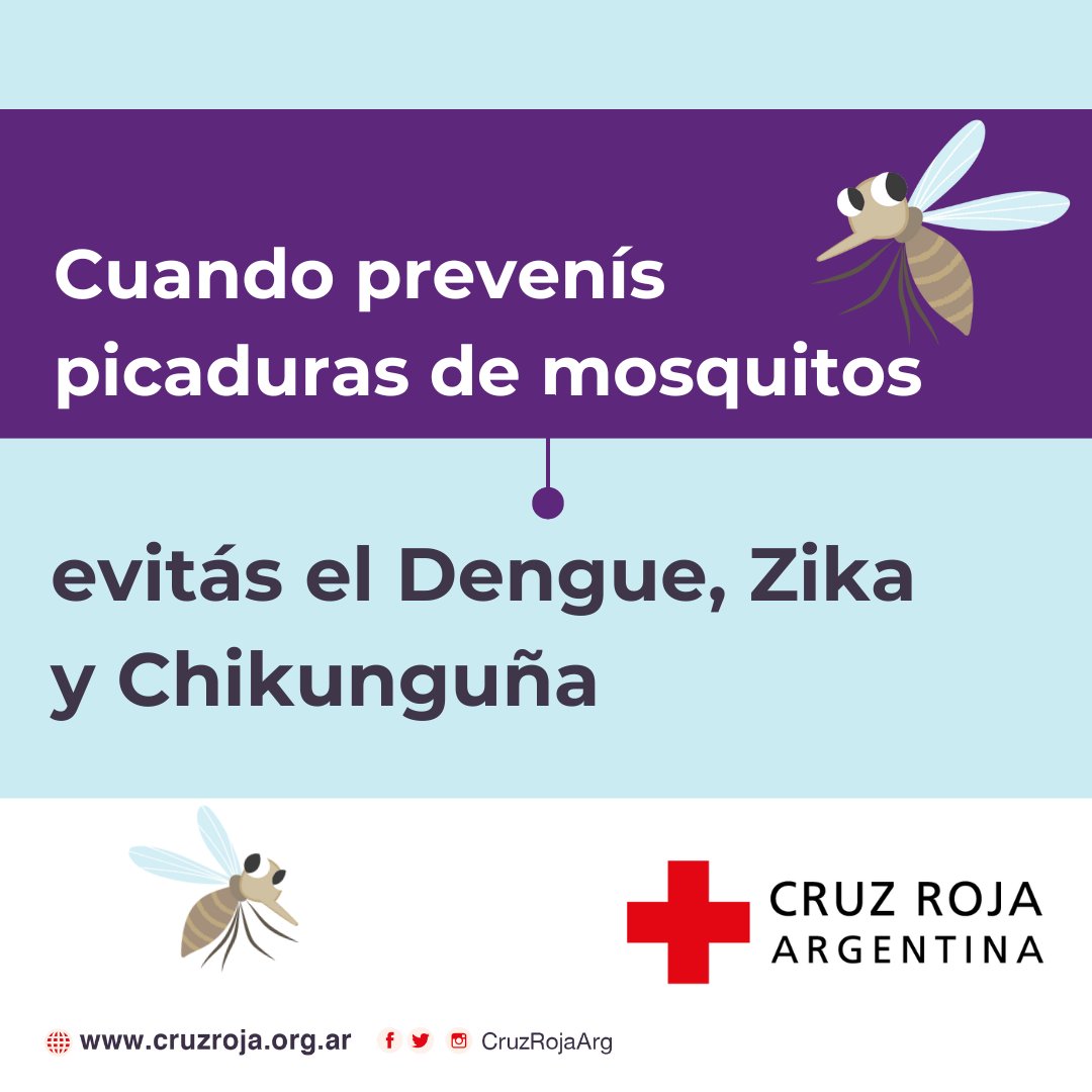 👉 ¡Prevenir el Dengue, Zica y Chikunguña es posible!

Paso el calor, pero sigue siendo importante evitar picaduras de mosquitos.

#SinMosquitosNoHayDengue
#CruzRojaSiempreEstá ⛑️❤️  (via Cruz Roja Argentina)