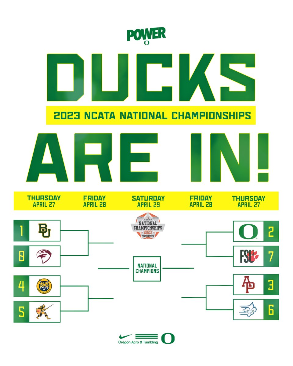 𝐈𝐧 𝐢𝐭 𝐭𝐨 𝐰𝐢𝐧 𝐢𝐭 😤 The Ducks are the No. 2 seed for this year's NCATA National Championships! #GoDucks | #power