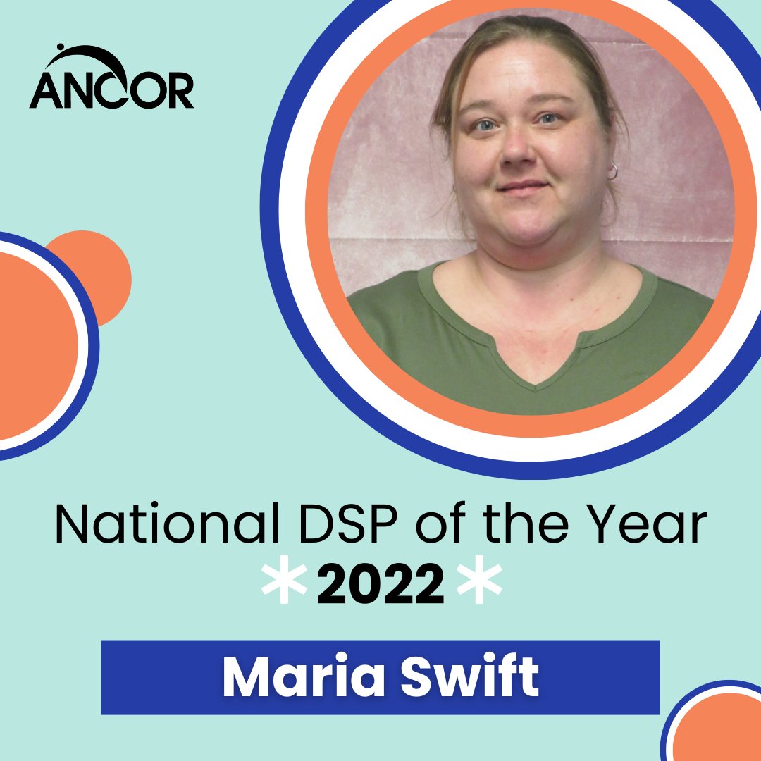 Today, in celebration of #CareWorkerRecognitionMonth, we honor ANCOR's Direct Support Professional (DSP) of the Year 2022, Maria Swift, of @PennMarHS! Maria's innovation and dedication has enabled individuals with I/DD to live more independently in their communities.