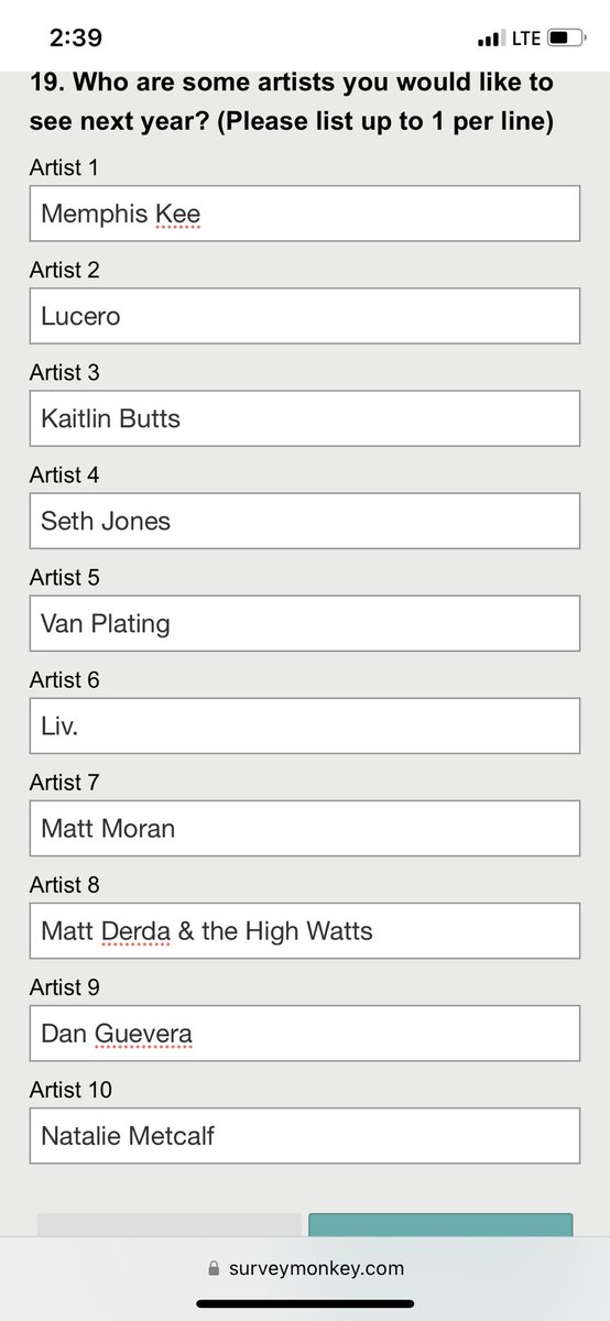 Not me nominating a bunch of favorites for <a href="/twostepinn/">Two Step Inn</a> - <a href="/MemphisKee/">Memphis Kee</a> <a href="/luceromusic/">Lucero</a> <a href="/KaitlinButts/">Kaitlin Butts</a> @TheAmericarnage <a href="/VanPlating/">Van Plating</a> @livmusicby <a href="/mattmoran_music/">Matt Moran & the Palominos</a> <a href="/MattDerdaMusic/">Matt Derda & the High Watts</a> <a href="/DanGuevaraMusic/">Dan Guevera</a> 🤷🏻‍♀️💕🎶