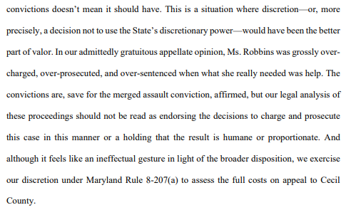 My goodness -- this unreported Appellate Court of Maryland opinion by Judge Nazarian, joined by Judges Berger and Leahy, excoriating exercise of prosecutorial discretion 
mdcourts.gov/sites/default/…