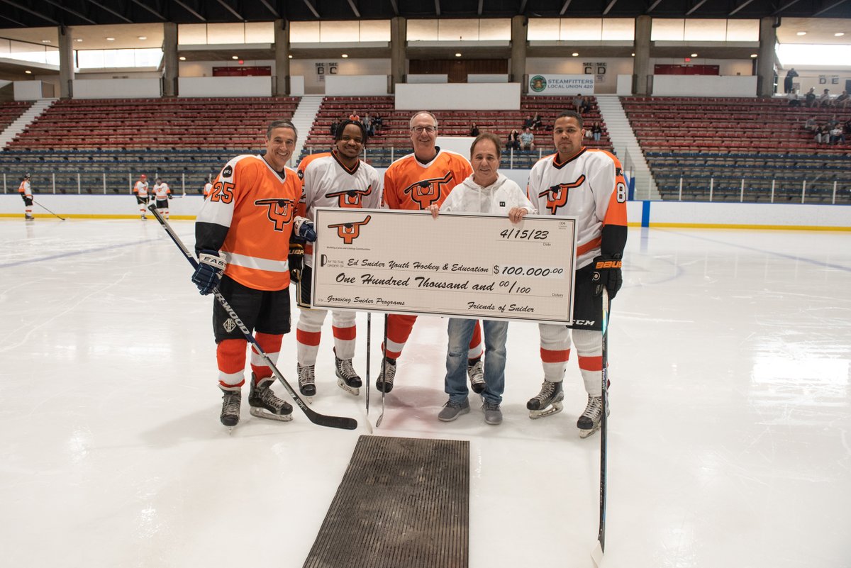 SniderHockey's tweet photo. (1/2) On Saturday, we hosted a group of generous donors, @FlyersAlumni, former @NHL players, and an Olympic Triathlete for the inaugural Ed Snider Celebrity Pro-Am Hockey event at @Class_Of_1923. Thanks to co-organizers Snider board member Ryan Limaye &amp; his colleague Burt Podbere https://t.co/h6GJCwFELH