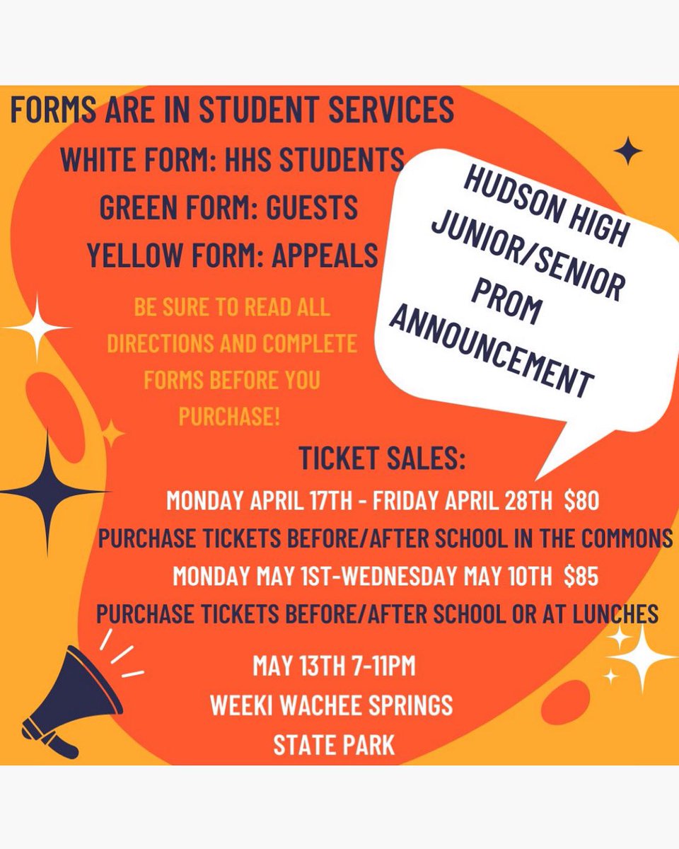 Important Prom Info <a href="/hhscobras/">Hudson High School</a>