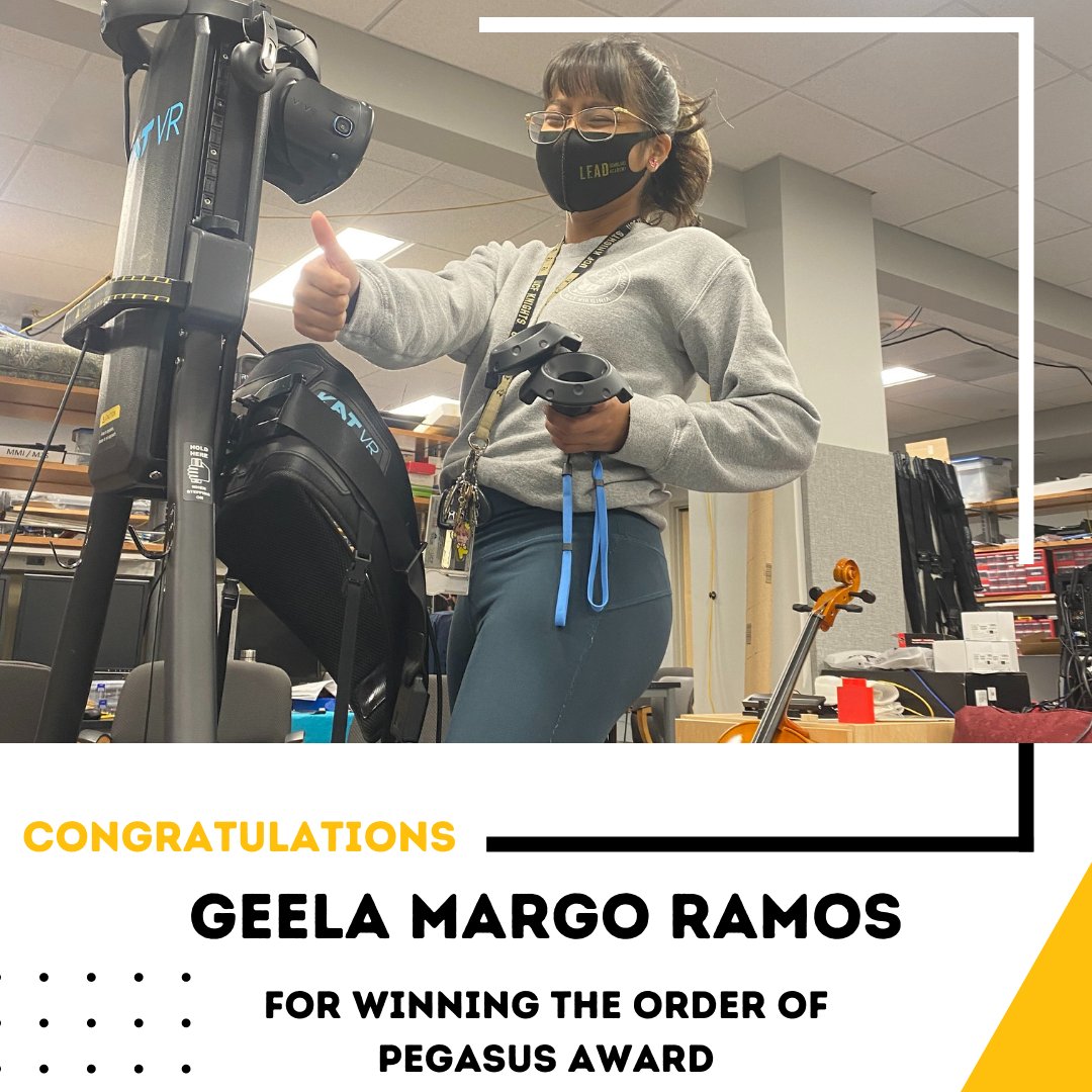 Congratulations to another one of our amazing SURC members, Geela Margo Ramos, for winning the Order of Pegasus Award! Geela demonstrates her leadership in the Student Undergraduate Research Council by helping students around UCF learn about undergraduate research!