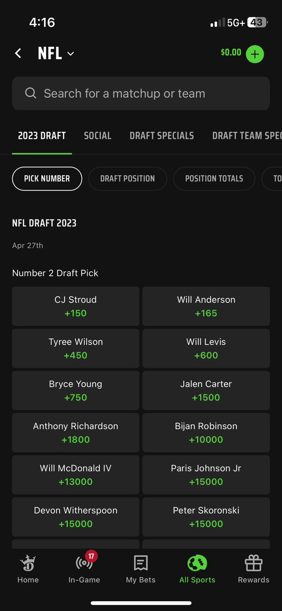 So Draft Kings just took the number one draft pick off their website 👀 Bryce Young a 🔒?? #keepounding