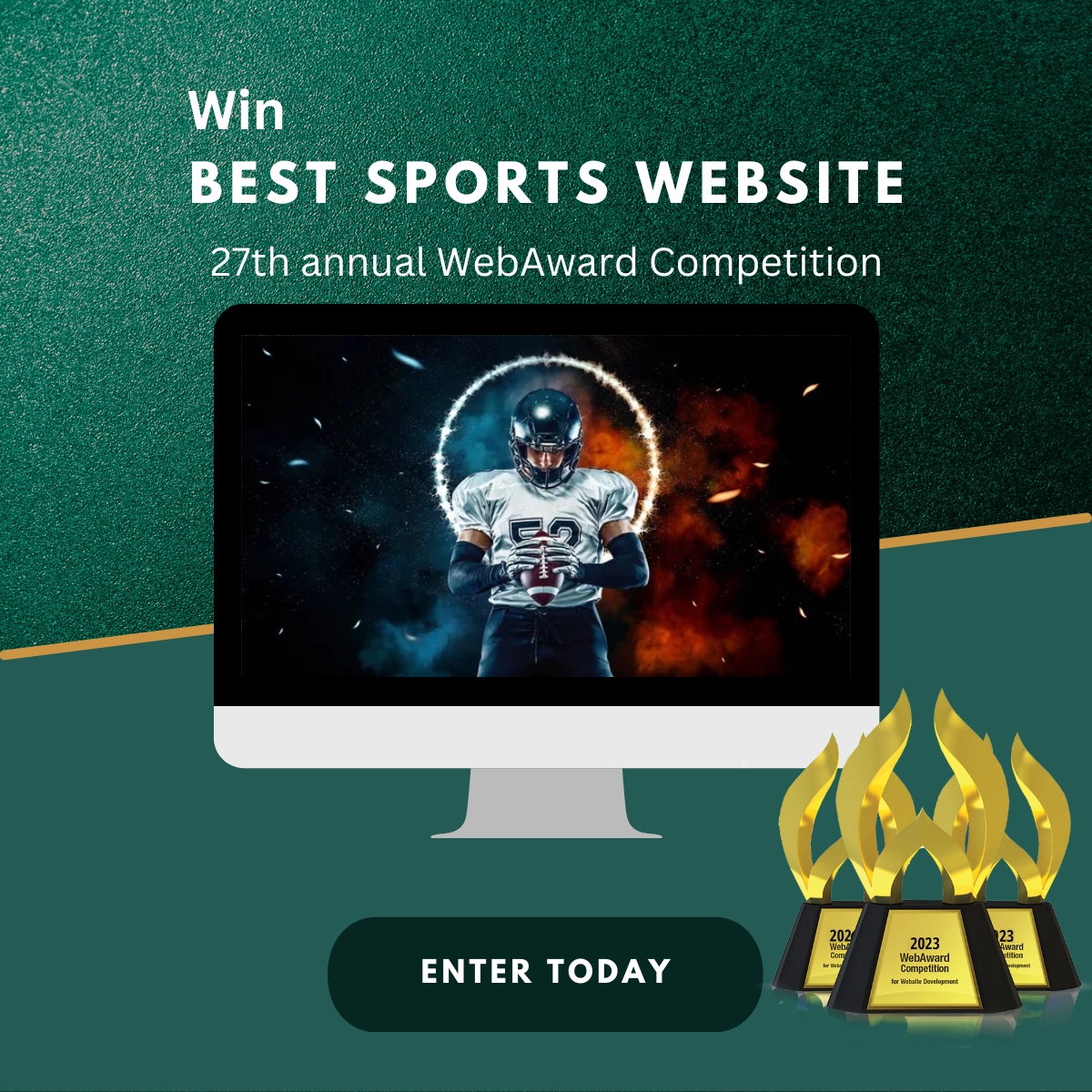 Score Big & Win Best Sports Website at @WebMarketingAssoc 27th #WebAward for #WebsiteDevelopment at WebAward.org Enter by 5.31.23.
#Sports #SportsMarketing #SportsNews #SportsTrends #Sportswebsites #BestSportsWebsite #SportsIndustry #SportsManagement #SportsIndustry