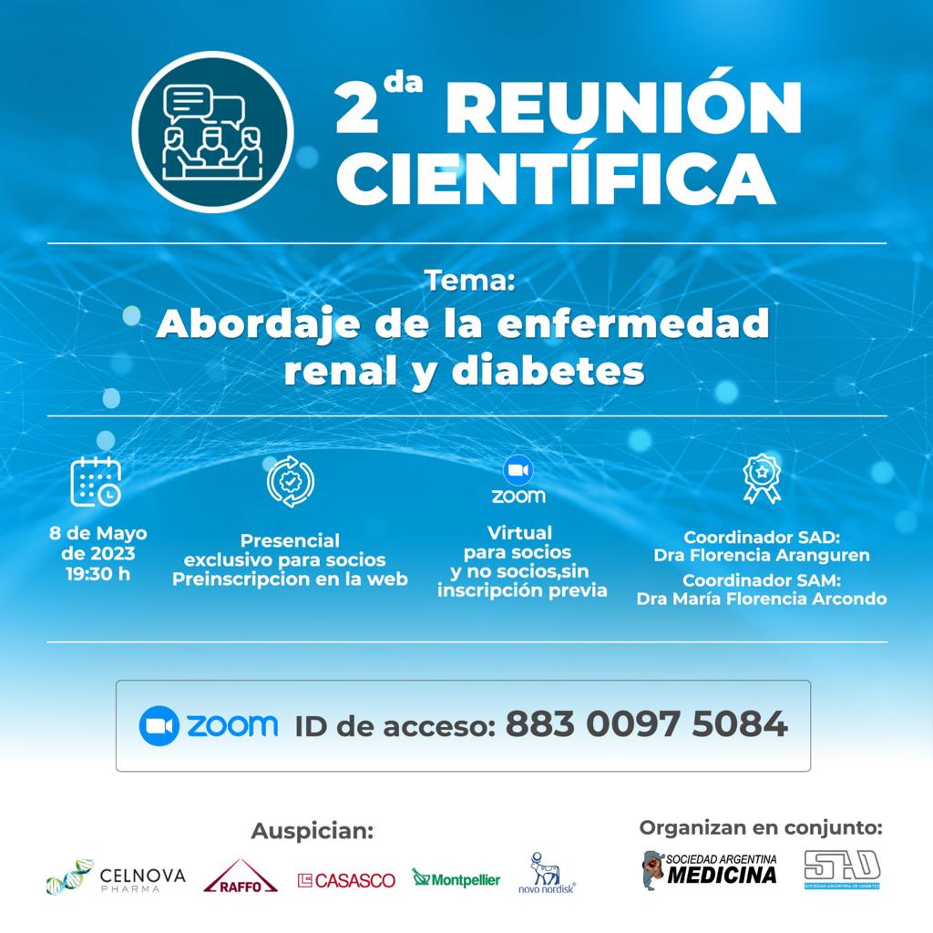 sadediabetes's tweet photo. 📷 SEGUNDA REUNIÓN CIENTÍFICA
“Abordaje de la enfermedad renal y diabetes” 📷
📷 LUNES 8 DE MAYO
📷 19:30 h
📷 Más información en el sitio web de la SAD
.
.
#Reunioncientifica #Ciencia #charla #reunionvirtual #cientificos #cientificosargentinos #obesidad #obesidadinfantil https://t.co/VpSBjhr8sZ