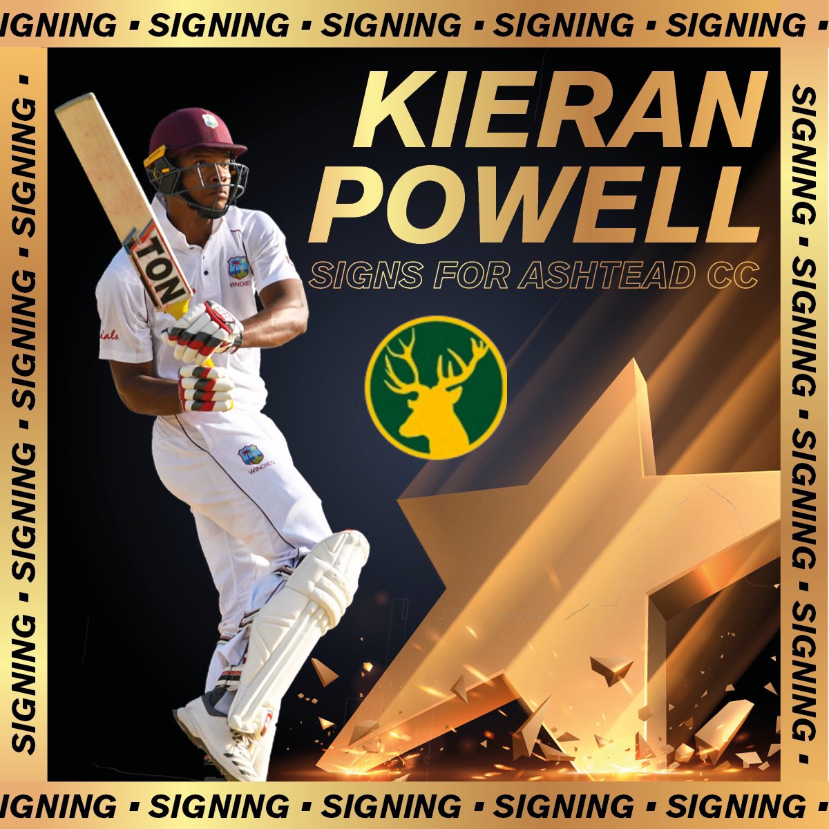 Powett Elite Group’s <a href="/officialkpowell/">Kieran Powell</a> has signed for <a href="/AshteadCC/">Ashtead Cricket Club</a> 👏🏻🏏

Kieran said “I can’t wait to get to the UK and get stuck into the the challenge by helping such a recognised team in Ashtead CC to compete in every game and hopefully bring success back to Woodfield Lane”