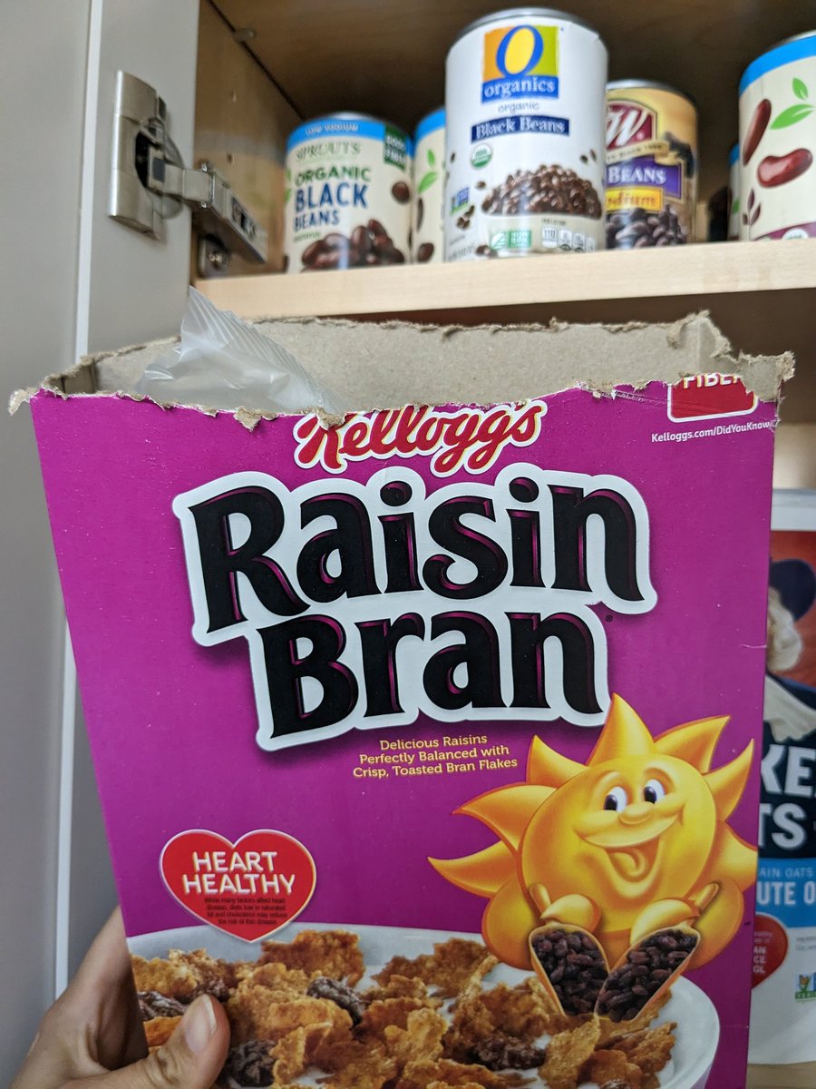 I really appreciate how my husband solved the problem of the raisin bran box not fitting on the pantry shelf