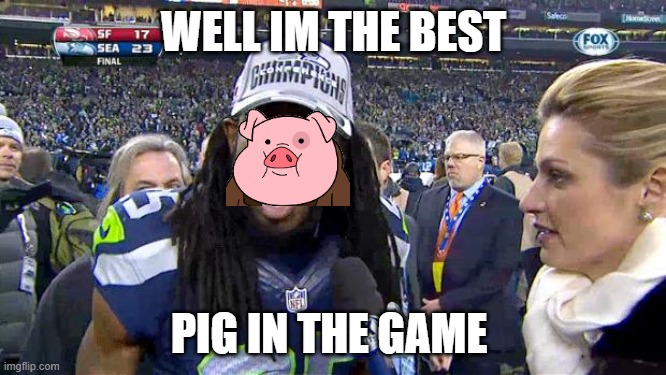 CartPig's tweet photo. @AllDayUnlimited #ADUBirthdayWeek
RIcham Sherpig ... dont try him with a receiver piggy https://t.co/oEF4Qi32dI