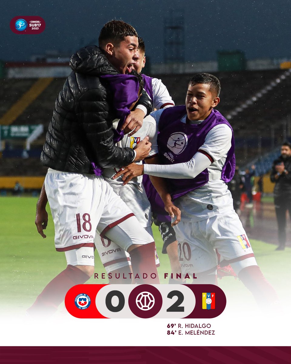 ⏱️ 90+6' - ¡𝐕𝐈𝐂𝐓𝐎𝐑𝐈𝐀 𝐕𝐈𝐍𝐎𝐓𝐈𝐍𝐓𝐎! 👊🏽🍷

¡𝑪𝒖𝒂́𝒏𝒕𝒐 𝒄𝒐𝒓𝒂𝒛𝒐́𝒏! El camino sigue, 𝐉𝐔𝐍𝐓𝐎𝐒. ❤️

Chile 0-2 Venezuela

#SiempreVinotinto 🇻🇪