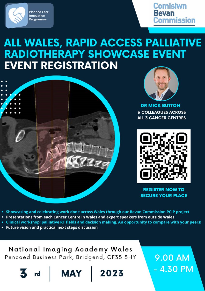 Excited about our showcase event celebrating the hard work done by teams across Wales to improve palliative radiotherapy. Programme includes:
Patient story - recorded today
Updates from each centre
Multi- professional training and education delivered
Future workforce developments